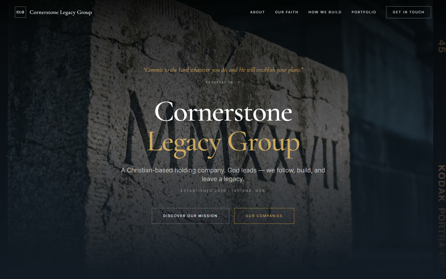Cornerstone Legacy Group — homepage hero